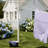 Mega Outdoor Clothesline T‑Post, Galvanized Steel Single Post with Crossbar and Eyelet Screws
