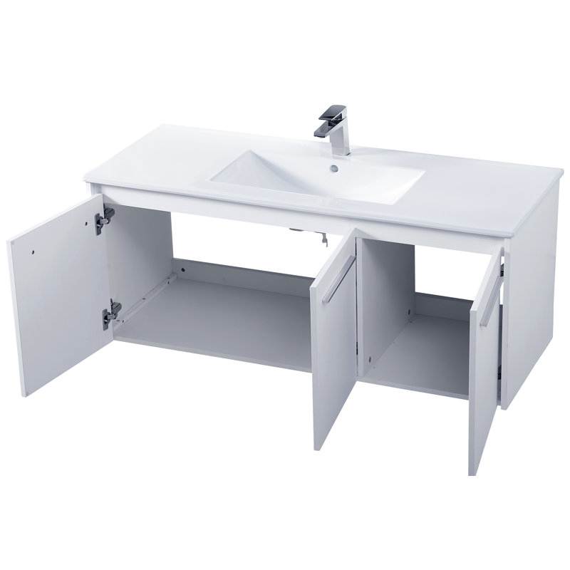 Agostini 48'' Single Bathroom Vanity with Resin Top, White