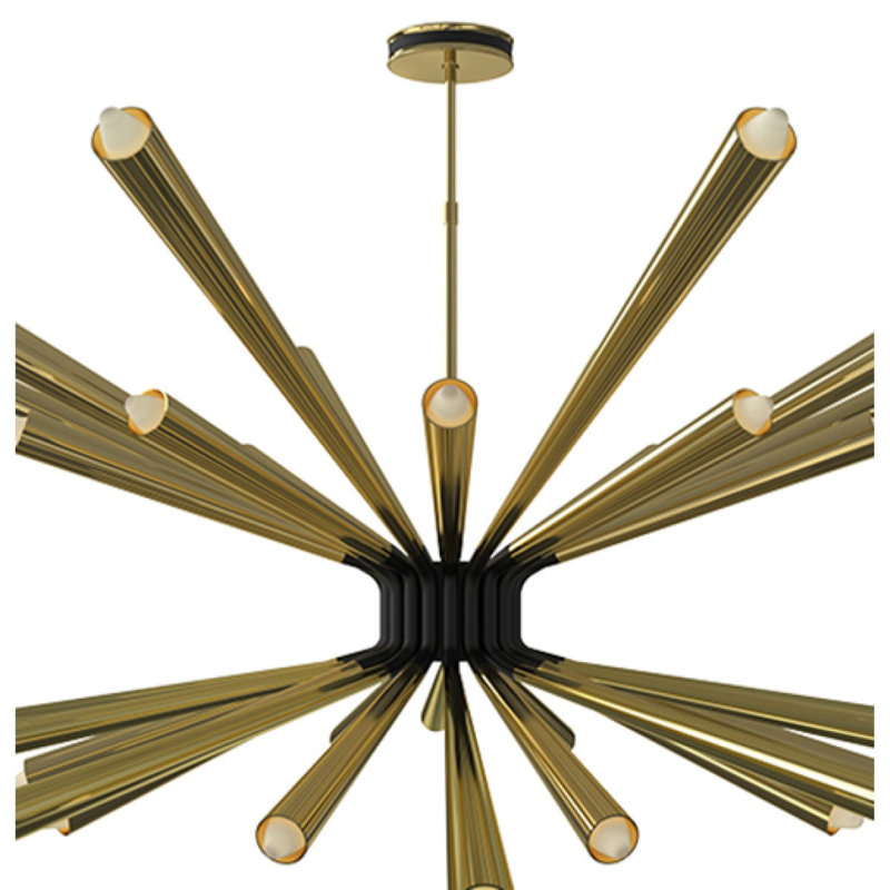 Lustre suspendu Spoutnik Dorsey, Bronze antique, 40” Diameter x 20“ Height
