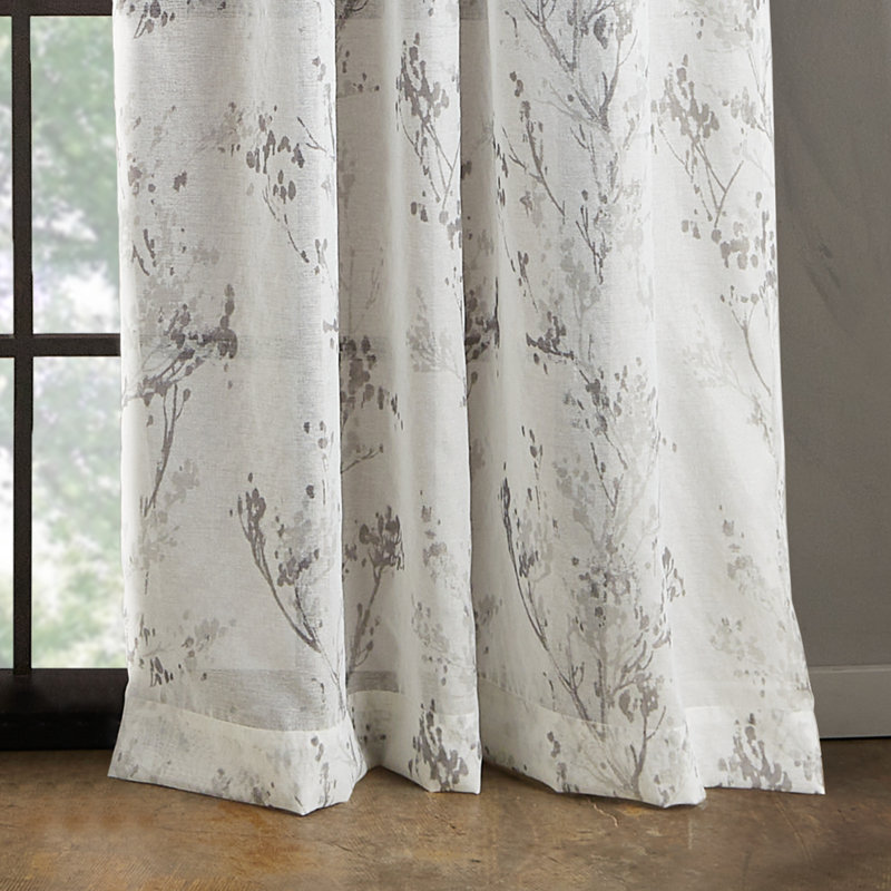 Paire de rideaux transparents avec passe-tringle Floral, L 50 po x L 96 po