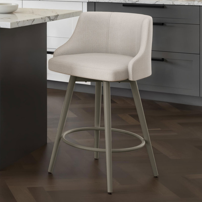 Pruitt Swivel Counter & Bar Stool, Black, Pale Gray, Counter Stool (27.75" Seat Height)