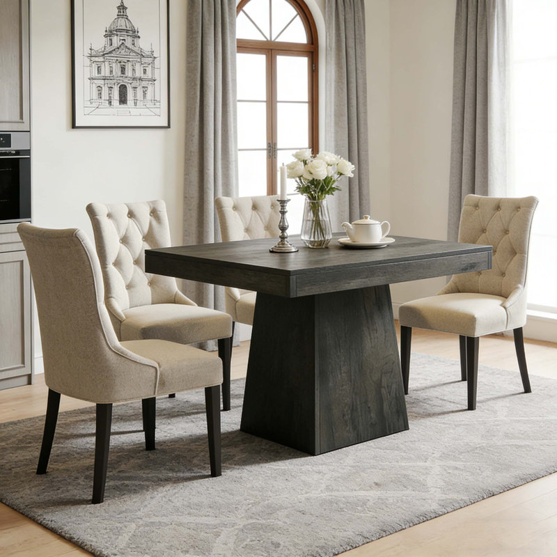 Square Farmhouse Kitchen Dining Table for Daily Use, Black