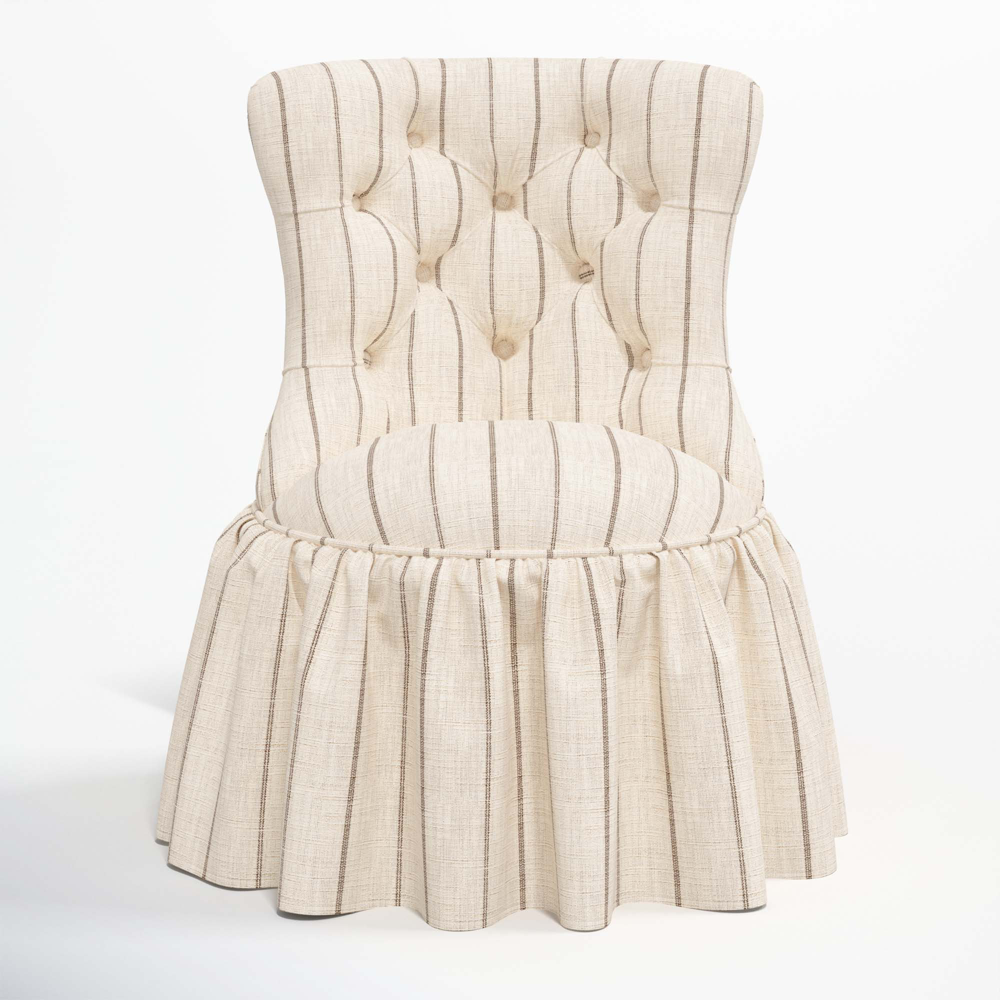 Minnie Upholstered Side Chair, Fritz Charcoal Stripe