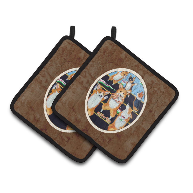 Caroline's Treasures Go Team Corgi Pembroke Potholder