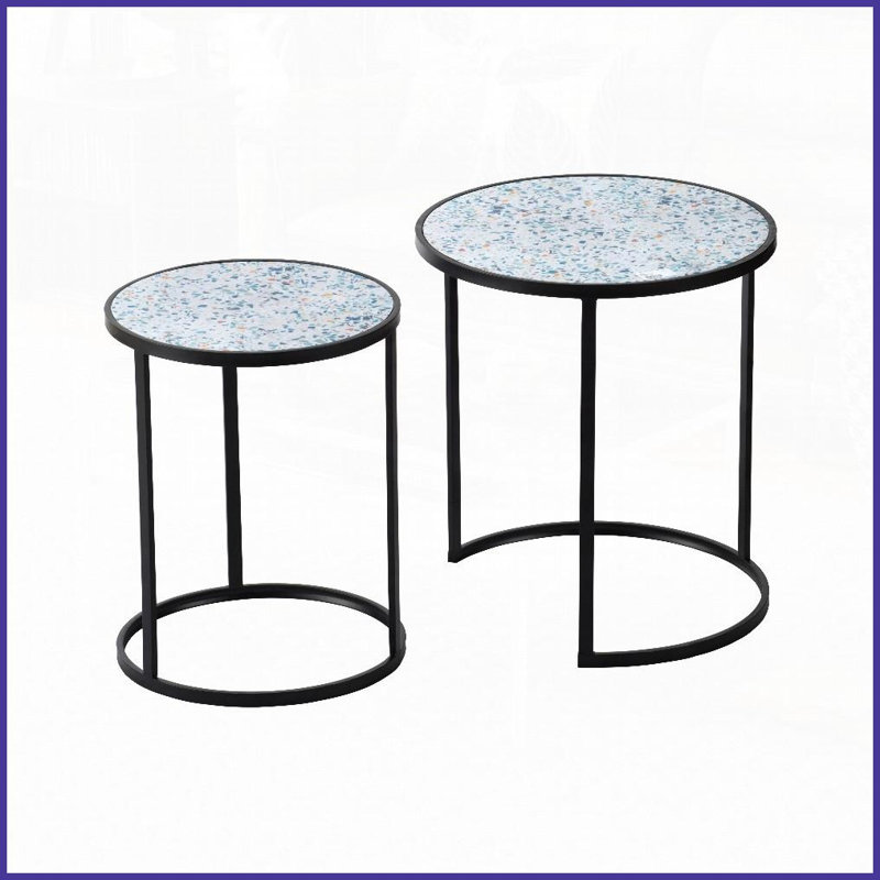 Ensemble de 2 tables basses rondes en métal NEST