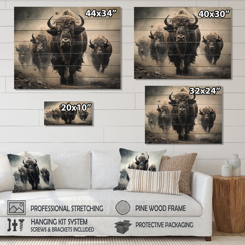Kealani Gray Buffalo Gentle Guardians I sur impression sur bois, H 10 po x l 20 po x P 0,78 po