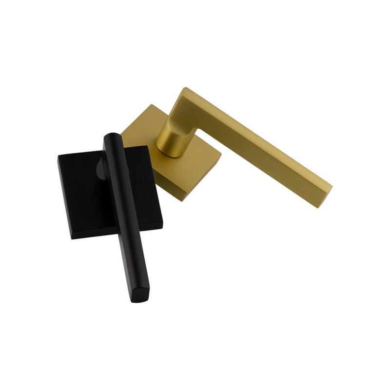Viaggio Quadrato Rosette Passage (Hall & Closet) with Milano Lever, 2.75", Left, Satin Black