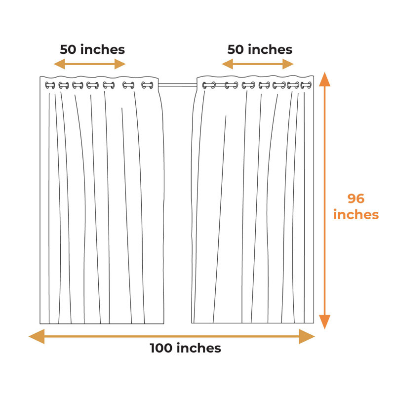 Rideau à 2 panneaux avec œillets Red Barrel Studio®, 50 po x 108 po, orange, blanc, gris, L 50 po x L 96 po