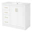 Meuble-lavabo de 36 po avec lavabo en céramique, structure en bois massif, portes, 3 tiroirs, grand espace de rangement, style rétro, poignée en métal exquis, conception moderne, glissière de tiroir lisse, facile à assembler, unique-130593850