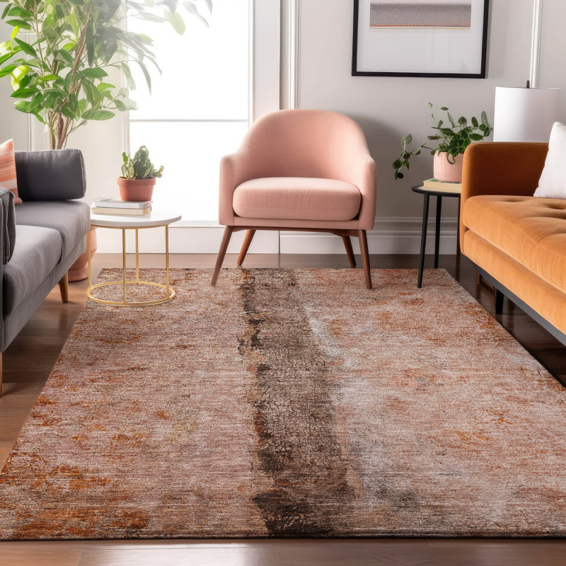 Premium Machine Washable Cerrito AMF605 Paprika Rug, Rectangle 5' x 7'6"