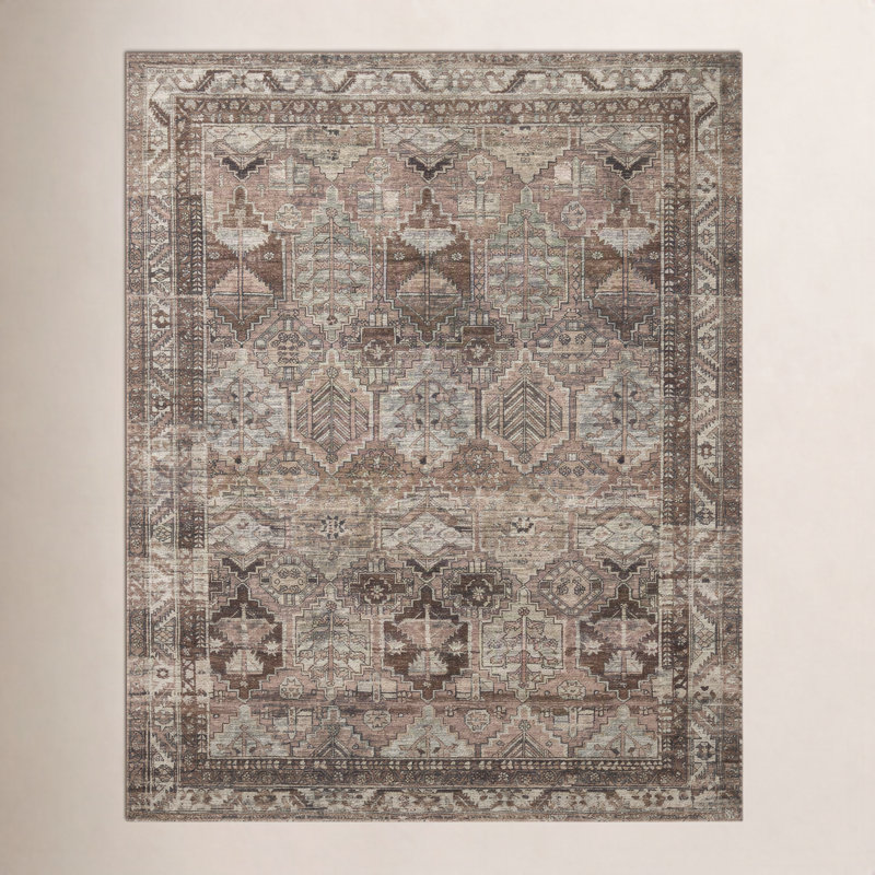 Tapis oriental argile / sauge Billie, Rectangle 3 pi 6 po x 5 pi 6 po