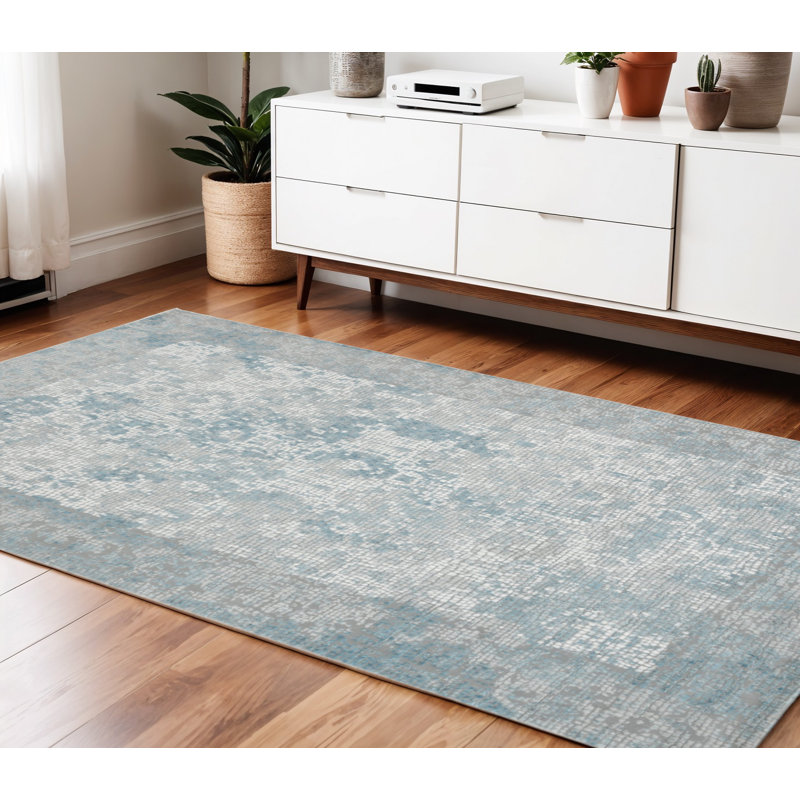 Tapis médaillon gris et ivoire 4 pi x 6 pi