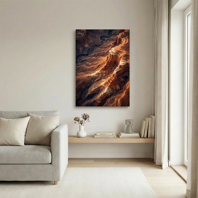 Impression sur toile Layered Red Rock Canyon in Rust and Cream Light, H 24 po x l 18 po