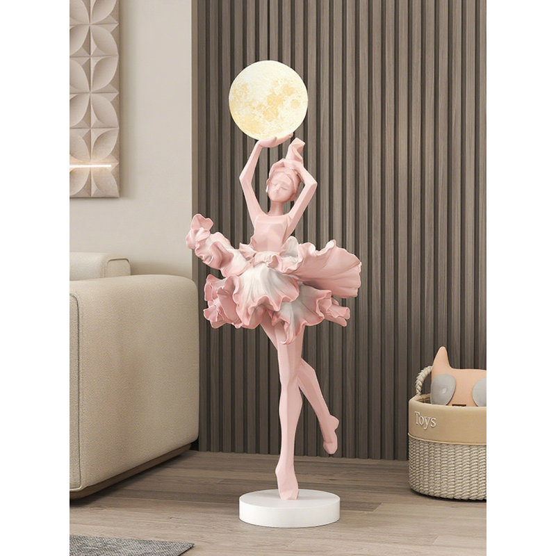 Italian-Style Resin and Wood Floor Lamp, 37.40", Pink