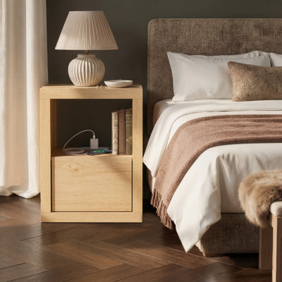 20.9" Modern Nightstand With Charging Station