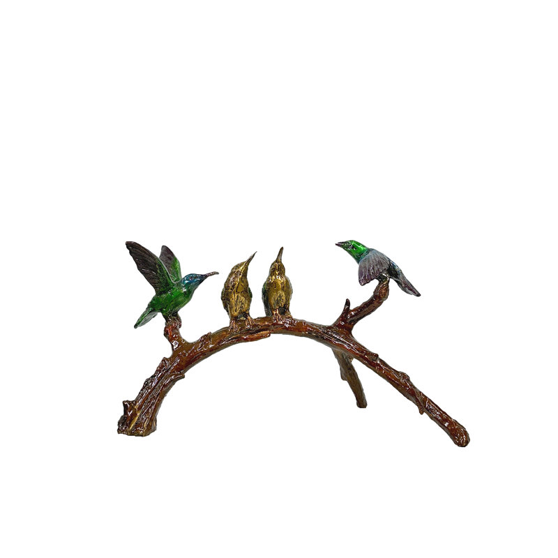Bronze Hummingbirds on Branch Figurine