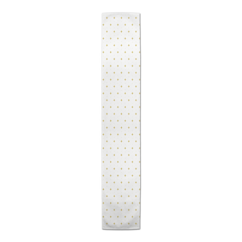 Rectangular Polka Dots Table Runner, 72" x 16", Yellow/White