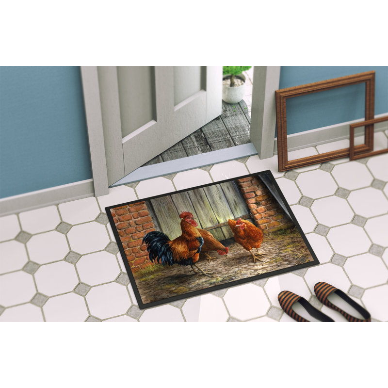 Tapis d'extérieur antidérapant Wanamie Rooster and Chickens, Rectangle 2 pi x 3 pi