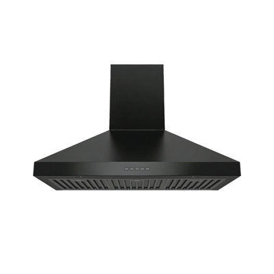 Hauslane Wall Mount Range Hood 36 Inch, Pro Model, Stainless Steel Range Hood, Strong Suction, 6” Duct Or Ductless, Gu10 Led Lamps, Kitchen Hood Vent, Stove Hood Vent Wm-530P Matte Black