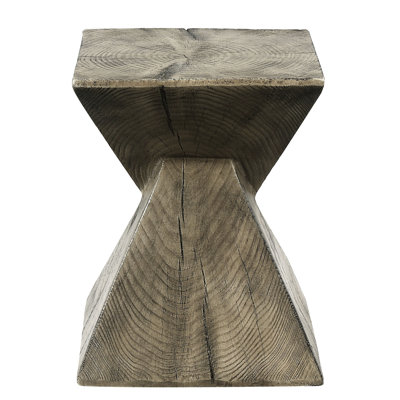 Weathered Oak Finish Accent Table Made Of Fiber Concrete And Cement With Natural Flair, 13X13x17 Inches Size, 20 Lbs Weight, 40 Capacity, No Assembly Needed Look, Weight Limit,