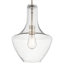 Suspension Kichler Everly en nickel brossé de 38,7 cm (15,25 po) à une lumière avec abat-jour transparent en forme de larme à bulles.-1254475800-1268284788-1254441227