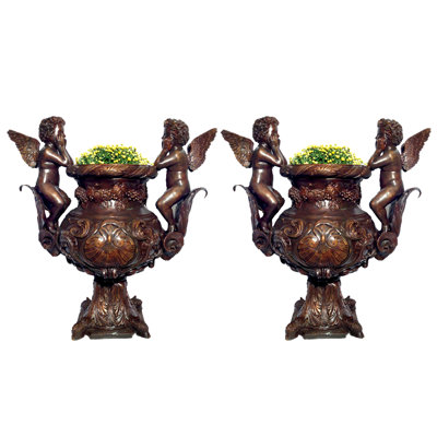 Bronze Cupid Planter Urn