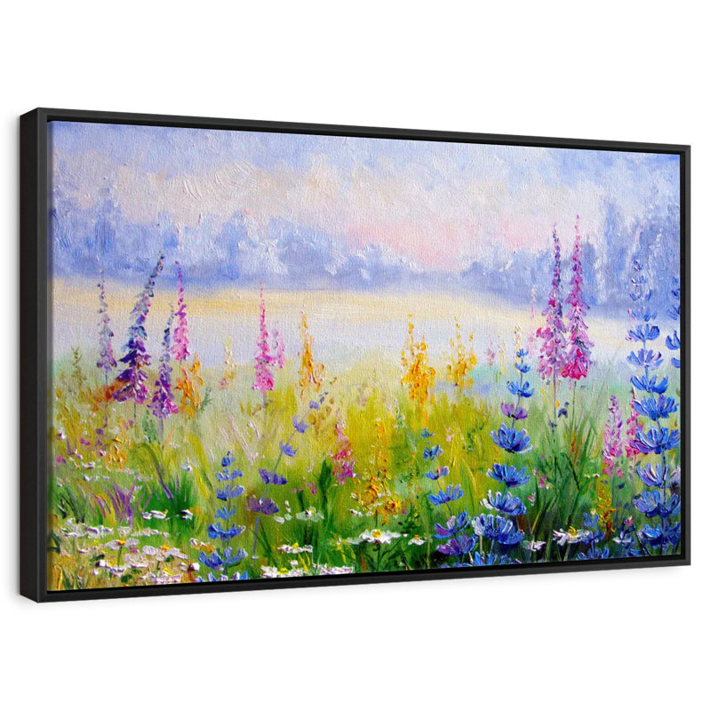 Floral, Cadre flottant noir, 31 po x 21 po