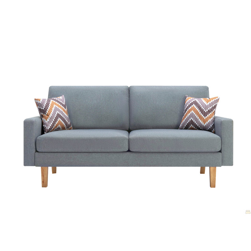 Canapé en lin 70 po avec 2 coussins décoratifs, Gris