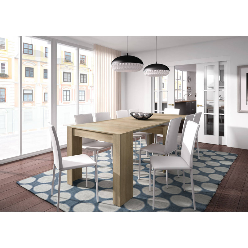 Console Table Compton, Extendable Dining Table With Multipurpose Extensions Up To 10 Seats, Brown