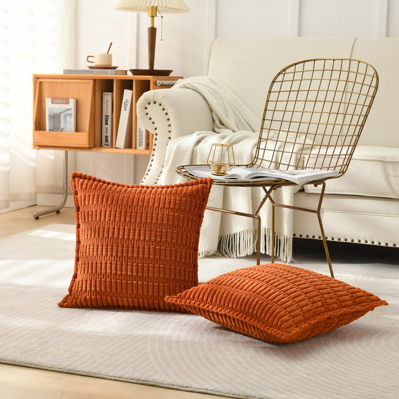  Housse pour repose-pieds Boucle, Carré 18 po, Orange brûlé