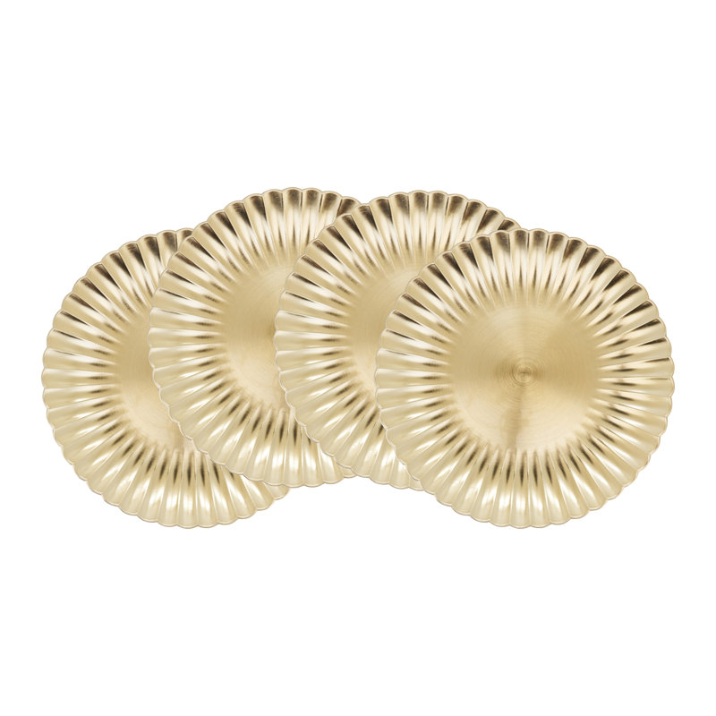 Assiettes de présentation cannelées (ensemble de 4) - Chargeurs de table festonnés pour table de salle à manger, couverts et réceptions