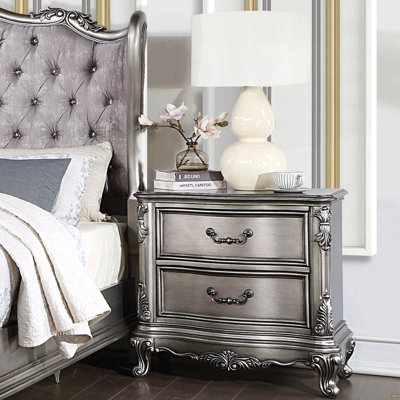 Wooden Nightstand With 2 Drawers