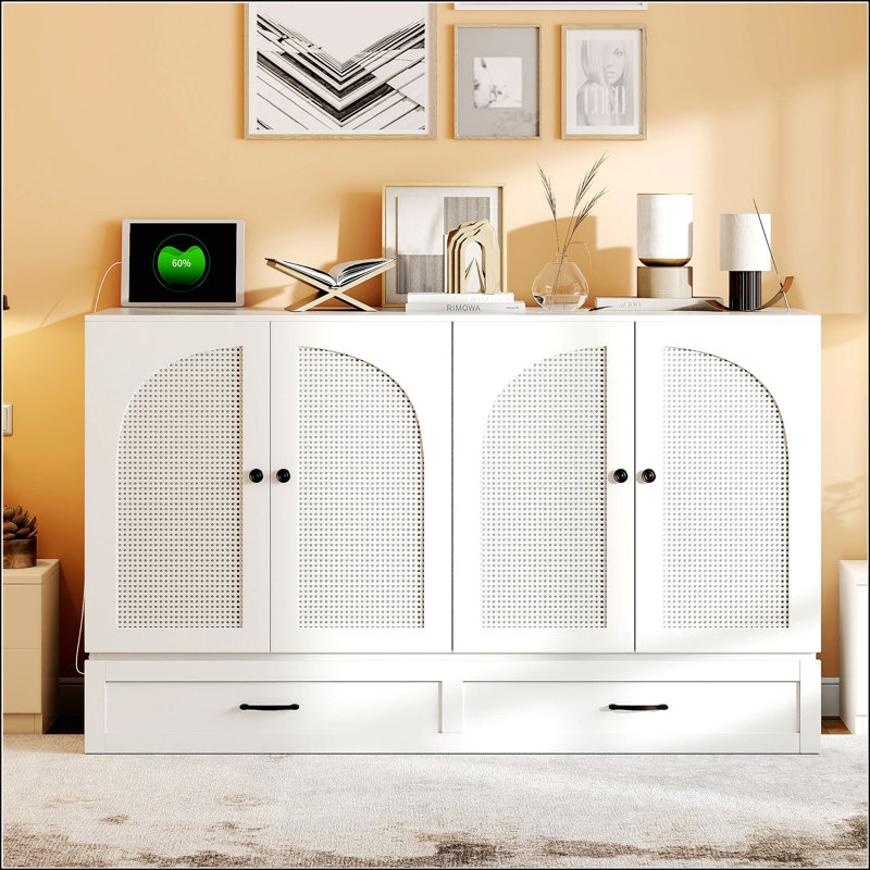 Grand lit escamotable avec grands tiroirs, blanc