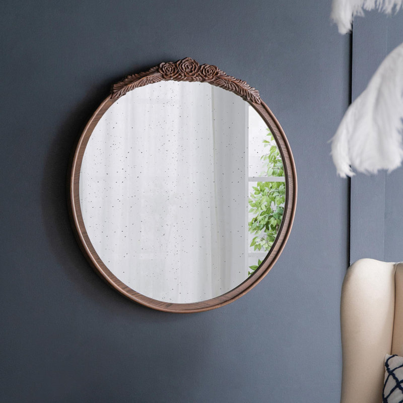 Manufactured Wood Frame Vertical Round Mirror