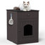 Enceinte en bois massif pour litière pour chat, table d'appoint, tiroir, cage intérieure pour animal de compagnie, table de chevet brune pour chats-610525485