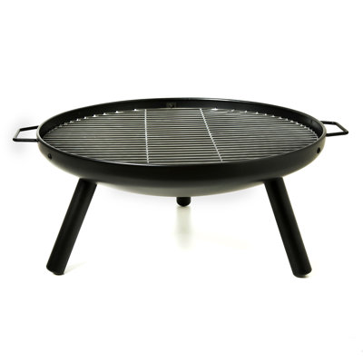 23" Round Outdoor Portable Fire Pit, Durable Wood Burning Fireplace Bowl With Grill Rack ,3 Legs For Patio Garden, Backyard, Porch , Camping, BBQ, Picnic Bonfire