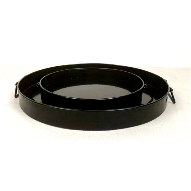 Ensemble de 2 plateaux ronds noirs avec poignées pliantes