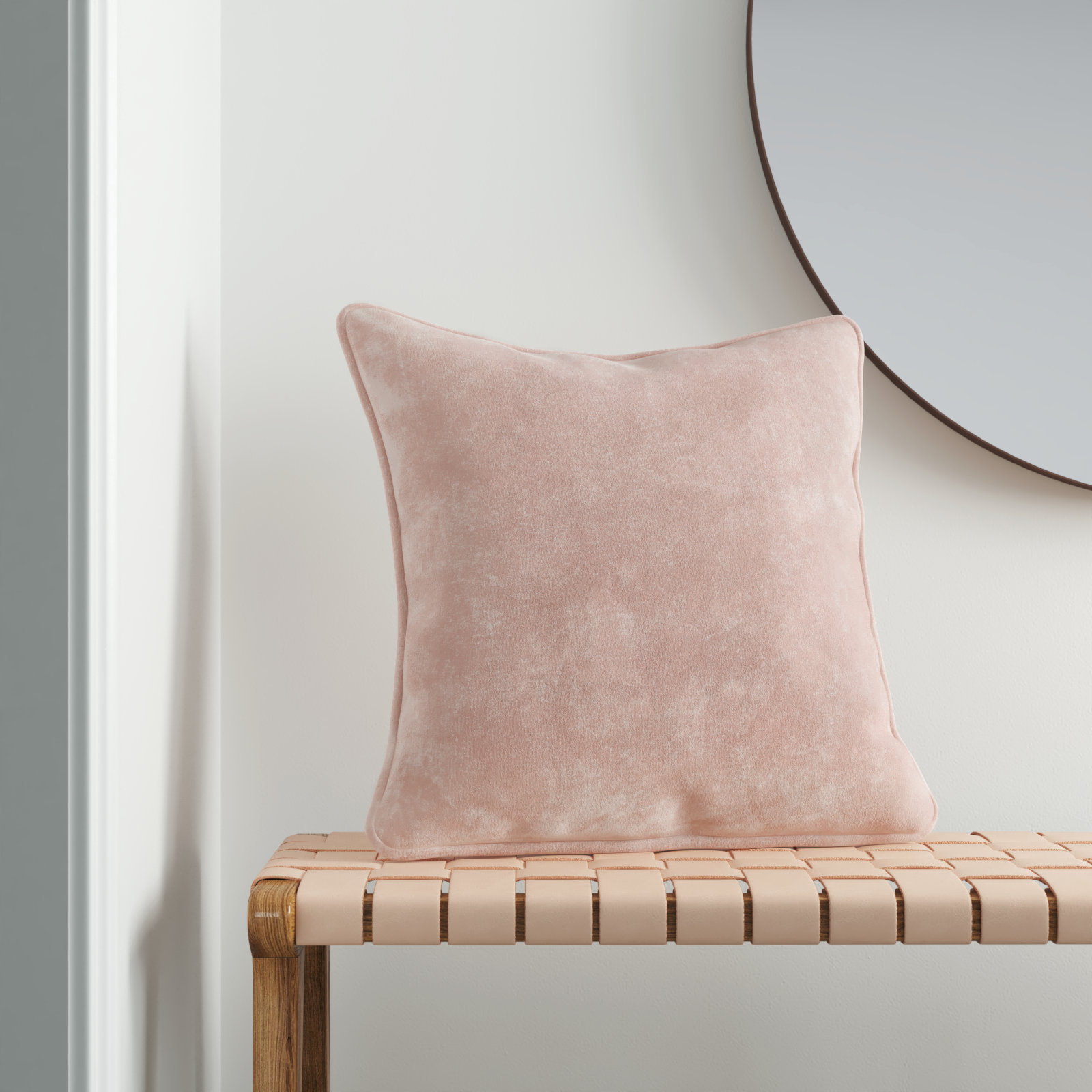 Roseline Velvet Pillow Cover, Cream, Pillow Cover Only - No Insert