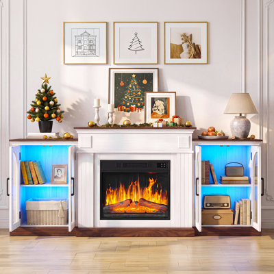 201 cm W TV stand cabinet with electric fire for rooms up to 30 sq. m. 2000W