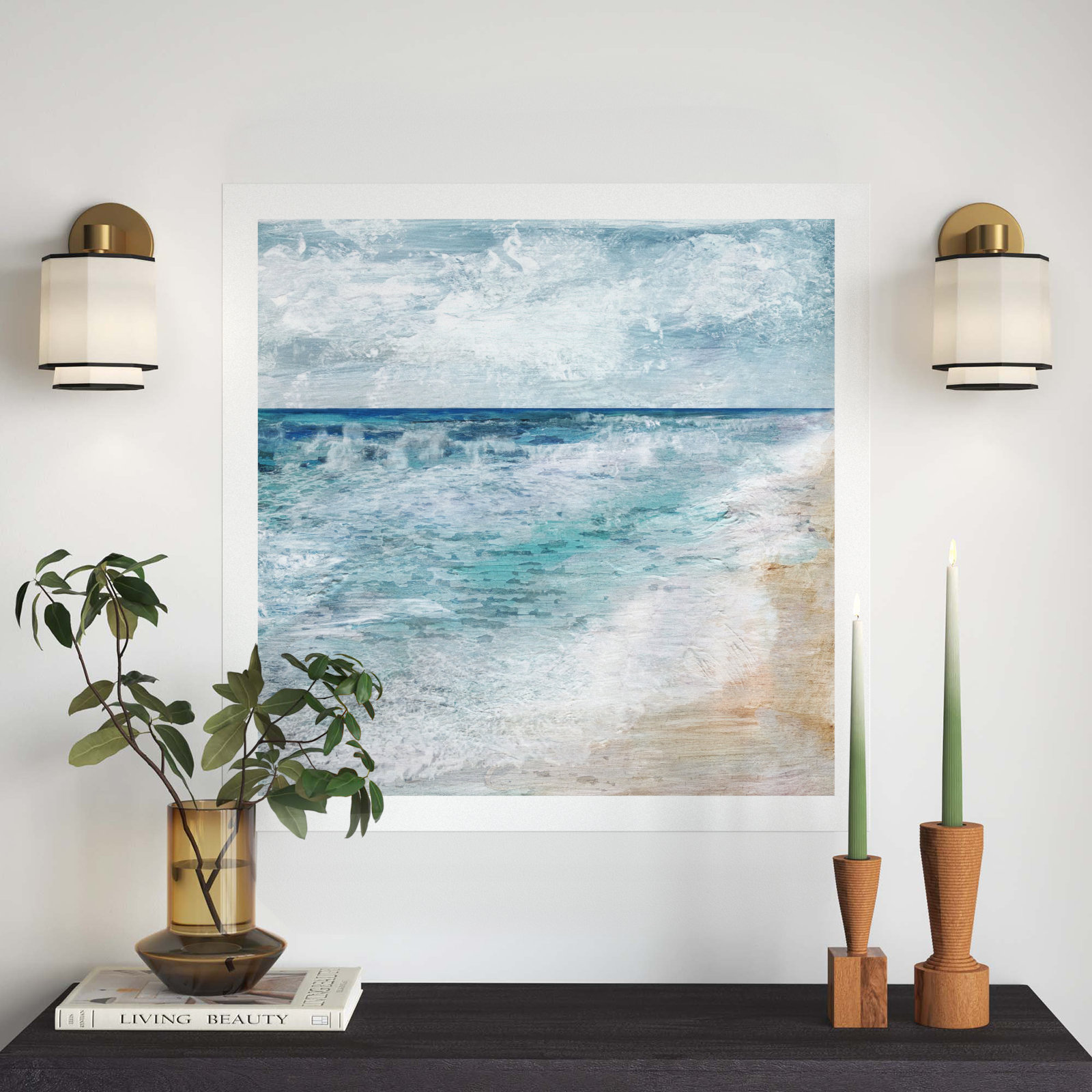 Basel "Shore Walk Rolled" Painting, 36" H x 36" W x 0.1" D