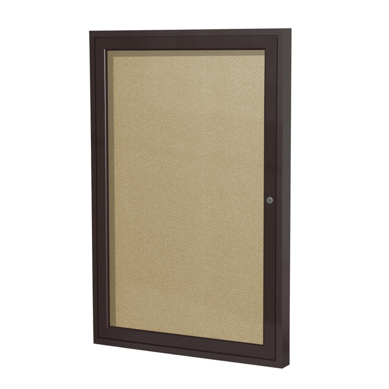Babillard fermé en vinyle avec cadre en satin 1 porte Ghent, Bronze, H 3 pi x l 3 pi, Bleu marine
