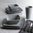 Gibson Home 16pc Square Melamine Dinnerware Plates, Bowls, & Cups, Gray