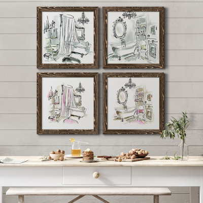 " Opulent Bath I " 4 - Pieces Painting Print