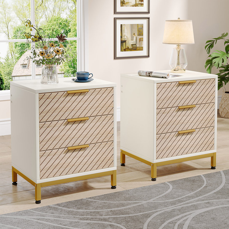 Table de chevet Seaward, Individuel, Or / blanc / brun