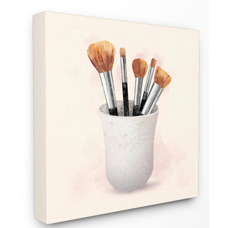 Mercer41 Makeup Brush Cup Neutral Pink Grey Fashion Painting Print