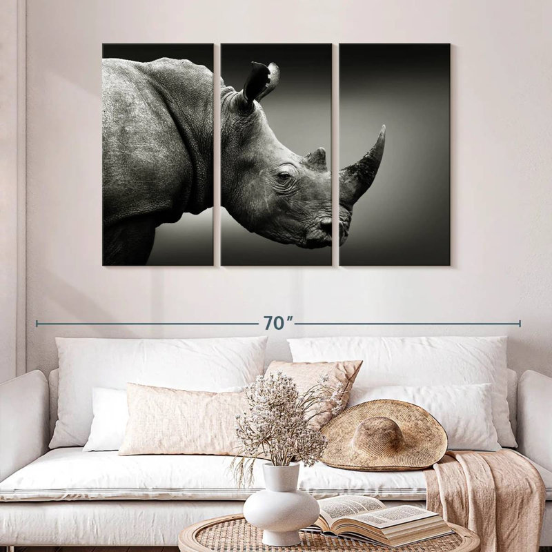 Rhino brun et blanc Brampt, H 32 po x l 50 po