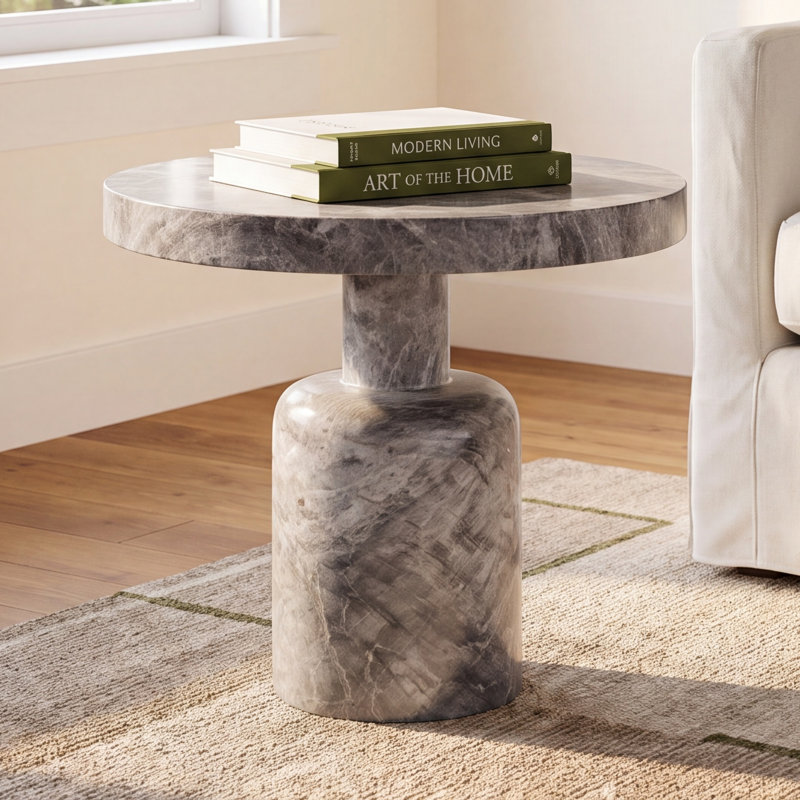 Annika Concrete Top End Table - Grey