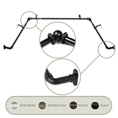 Aleckzander Adjustable Bay Window Single Curtain Rod