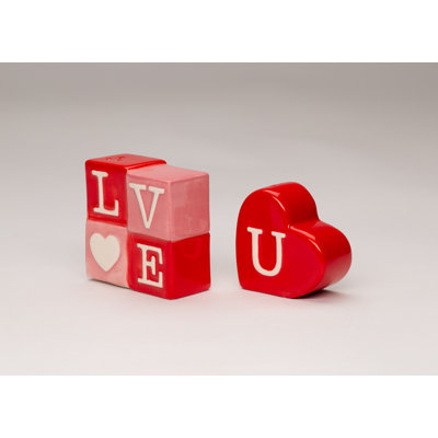 Love U Block And Heart Salt And Pepper