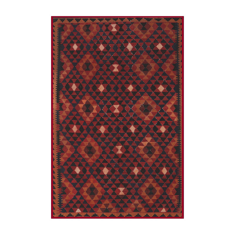 Tapis de zone rouge/noir contemporaine Strängnäs, Rectangle 8 pi x 12 pi